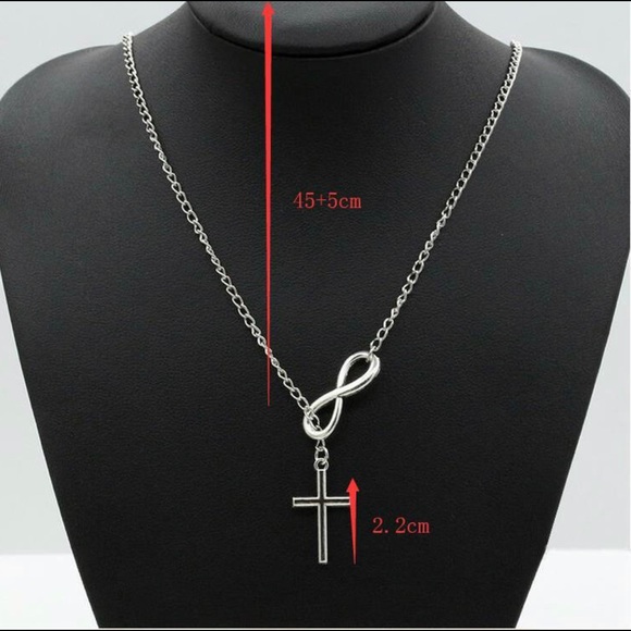 Infinity Cross Pendant Necklace 925 Plated - Picture 3 of 3
